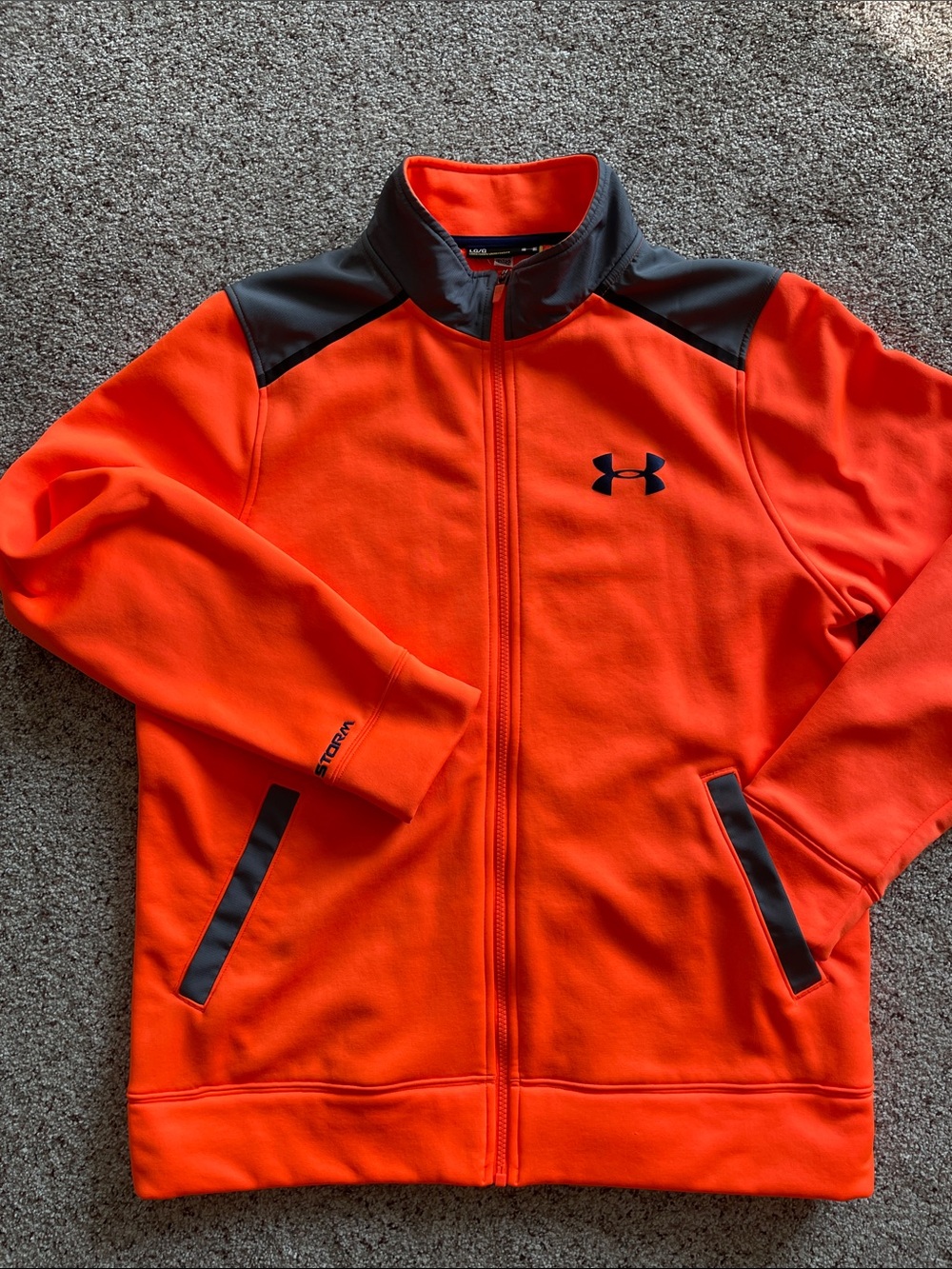 Under Armour Men's Large Blaze Orange Hi Vis Full-Zip Performance Jacket